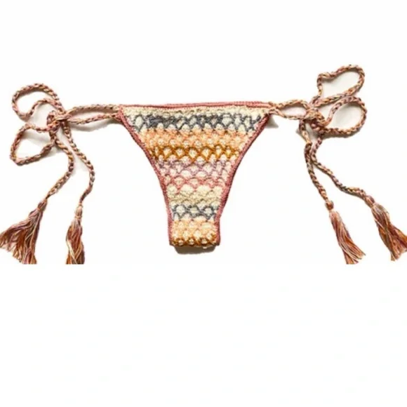 New Anna Kosturova x Free People Michelle Mesh Crochet XS Pink Handmade Bottoms - Picture 3 of 8